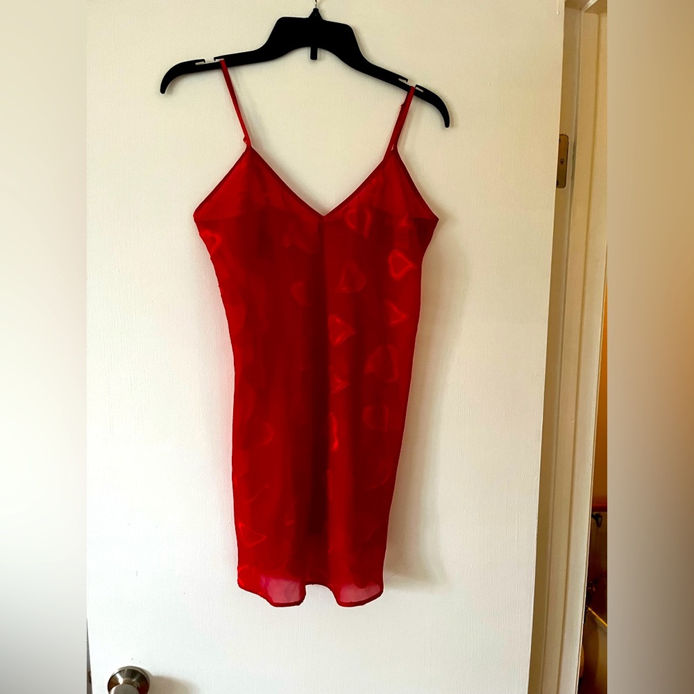 Morgan Taylor Intimates Sheer Red Nightgown With Hearts